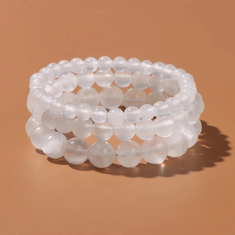 6/8/10MM Gypsum Stone Stretch Bracelet Healing Gift For Women