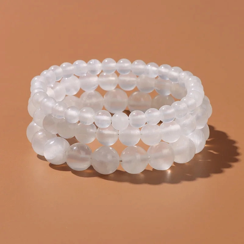 6/8/10MM Gypsum Stone Stretch Bracelet Healing Gift For Women