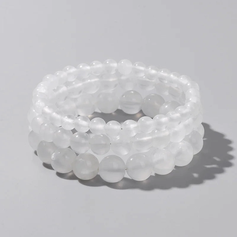 6/8/10MM Gypsum Stone Stretch Bracelet Healing Gift For Women
