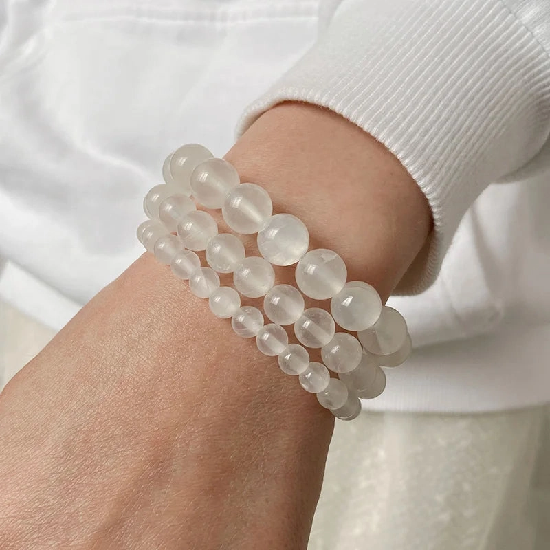 6/8/10MM Gypsum Stone Stretch Bracelet Healing Gift For Women