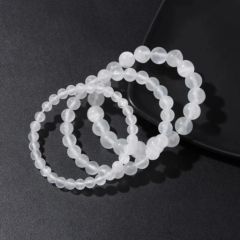 6/8/10MM Gypsum Stone Stretch Bracelet Healing Gift For Women