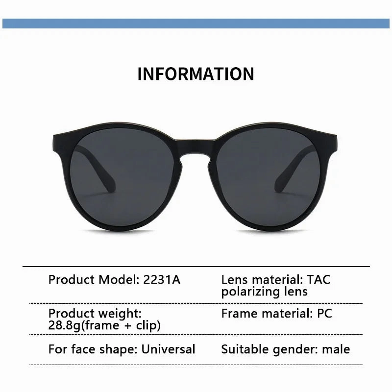 6 In 1 Custom Polarized Magnetic Clip On Sunglasses