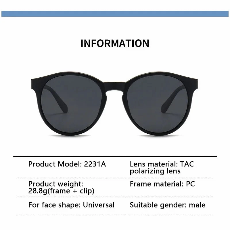 6 In 1 Custom Polarized Magnetic Clip On Sunglasses
