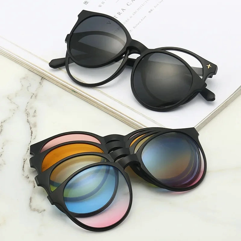 6 In 1 Custom Polarized Magnetic Clip On Sunglasses
