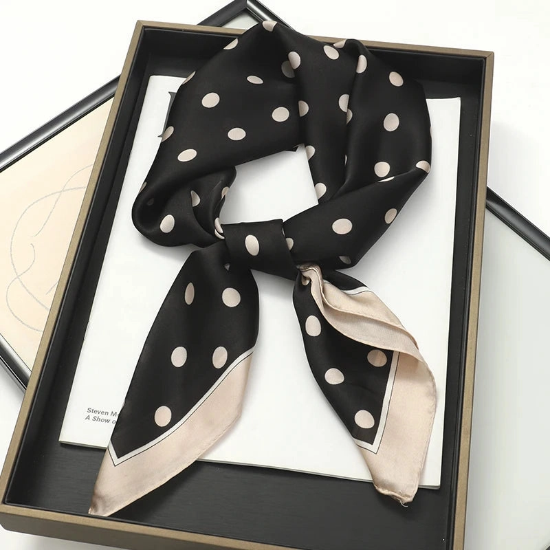 70x70cm Women Silk Scarf Small Satin Square Print Wrap