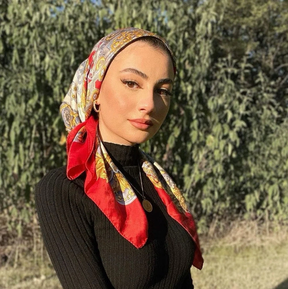 90*90CM Shawls Fashion Beach Sunscreen Silk Scarves
