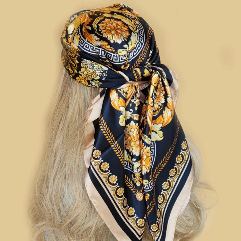 90*90CM Shawls Fashion Beach Sunscreen Silk Scarves