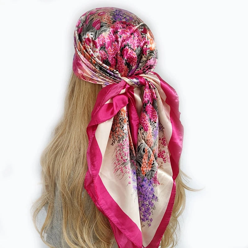 90*90cm Silk Scarf Headwraps For Women Fashion Accessory