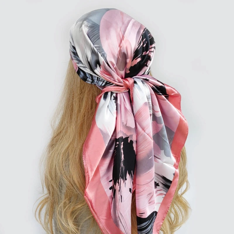 90*90cm Silk Scarf Headwraps For Women Fashion Accessory