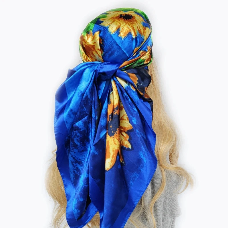 90*90cm Silk Scarf Headwraps For Women Fashion Accessory