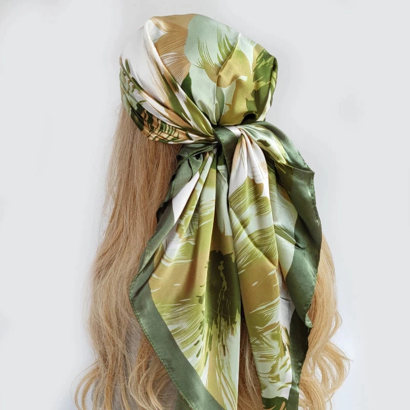 90*90cm Silk Scarf Headwraps For Women Fashion Accessory