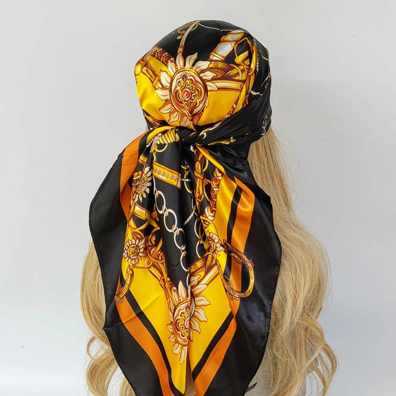 90*90cm Silk Scarf Headwraps For Women Fashion Accessory