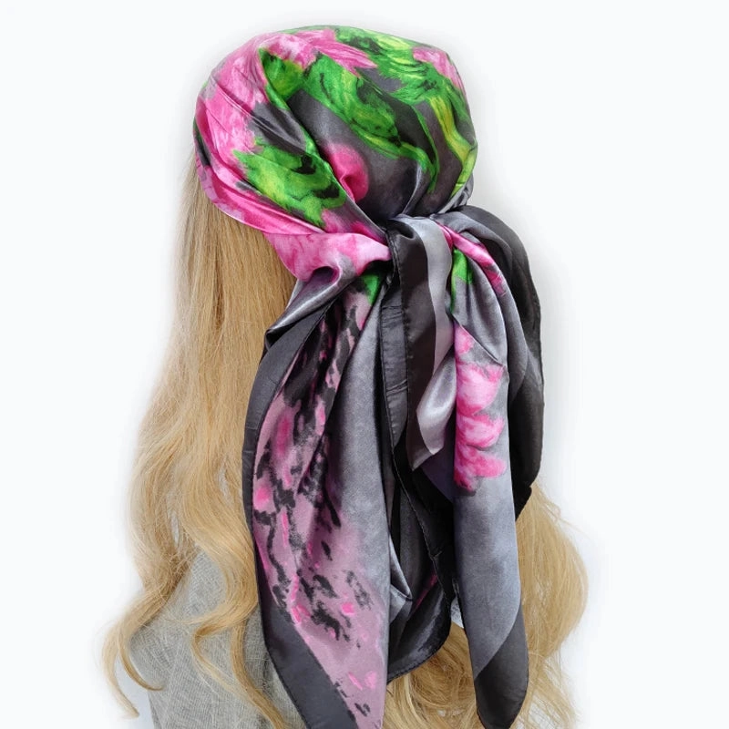 90*90cm Silk Scarf Headwraps For Women Fashion Accessory