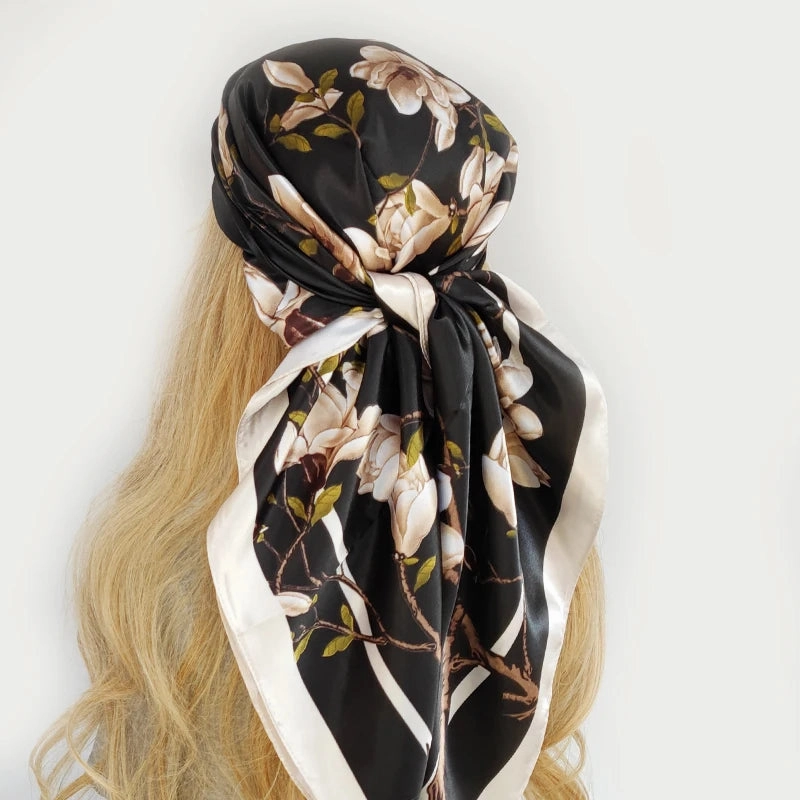 90*90cm Silk Scarf Headwraps For Women Fashion Accessory