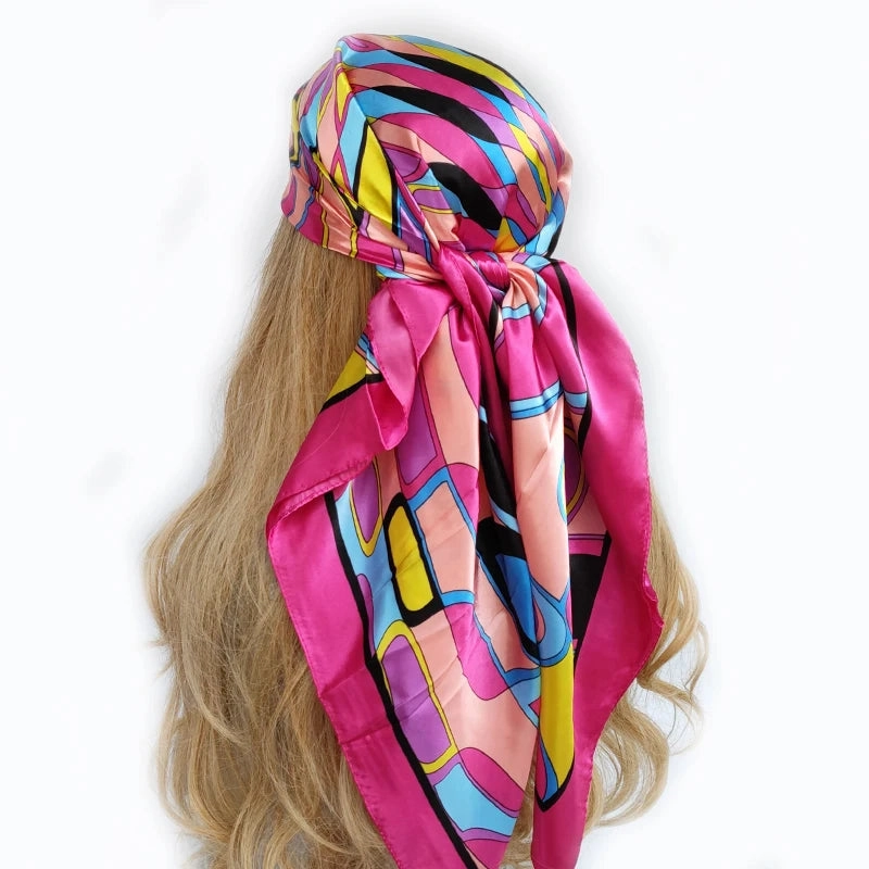 90*90cm Silk Scarf Headwraps For Women Fashion Accessory