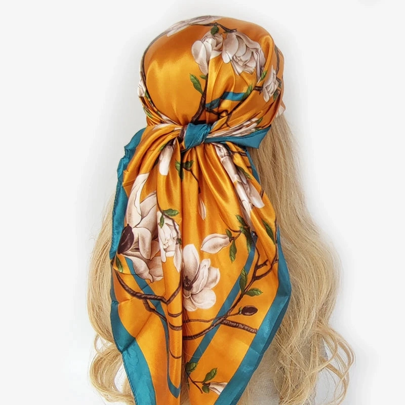 90*90cm Silk Scarf Headwraps For Women Fashion Accessory