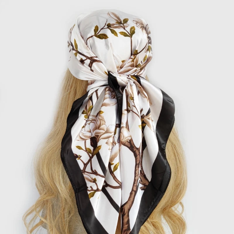 90*90cm Silk Scarf Headwraps For Women Fashion Accessory
