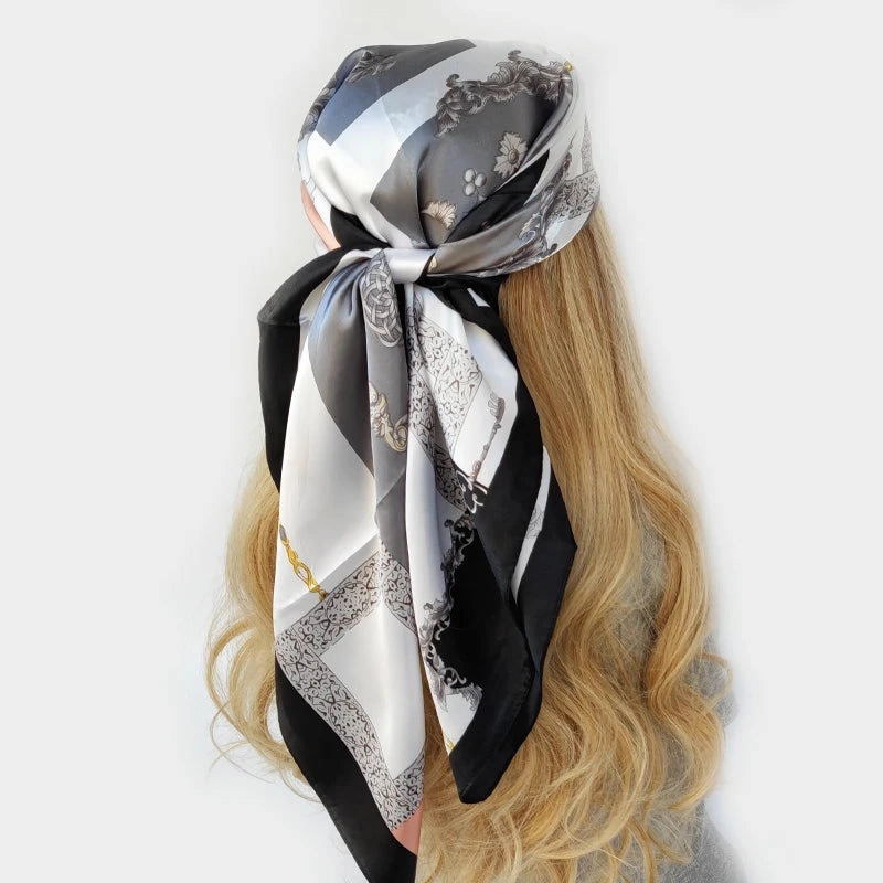 90*90cm Silk Scarf Headwraps For Women Fashion Accessory