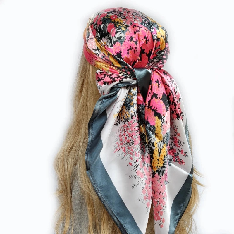 90*90cm Silk Scarf Headwraps For Women Fashion Accessory