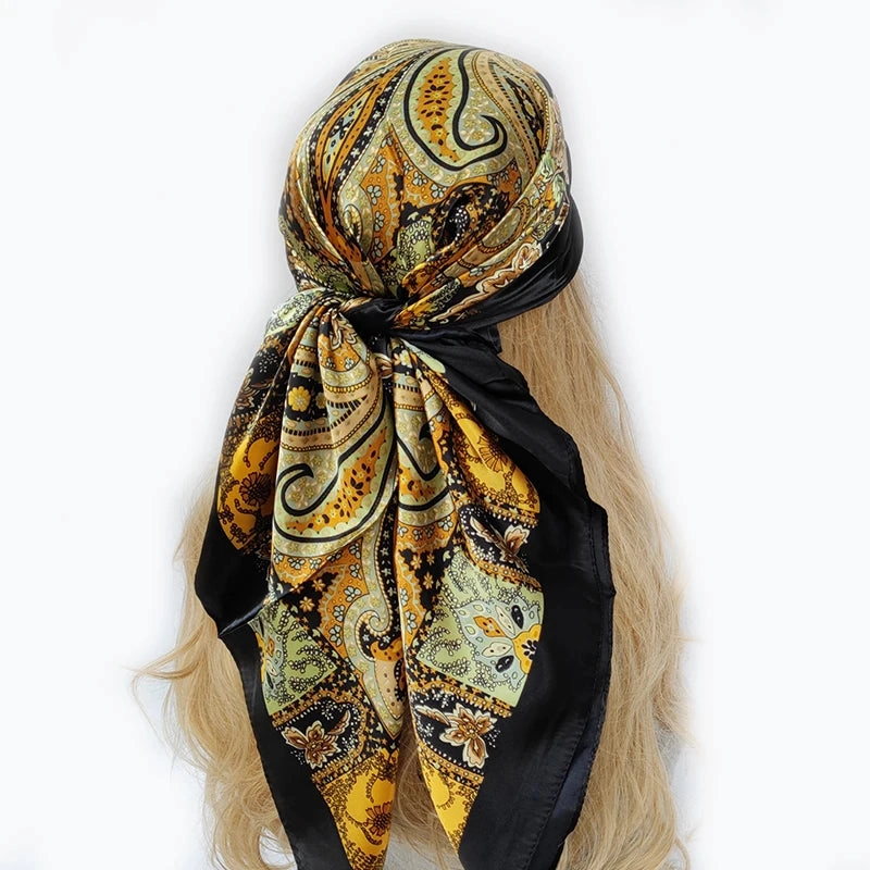 90*90cm Silk Scarf Headwraps For Women Fashion Accessory