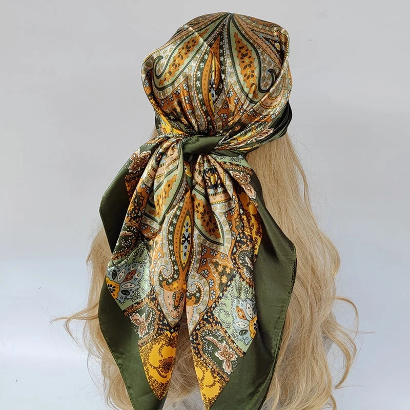 90*90cm Silk Scarf Headwraps For Women Fashion Accessory
