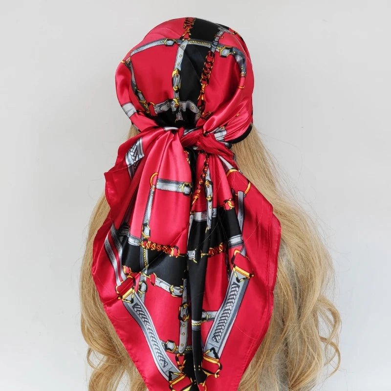 90*90cm Silk Scarf Headwraps For Women Fashion Accessory