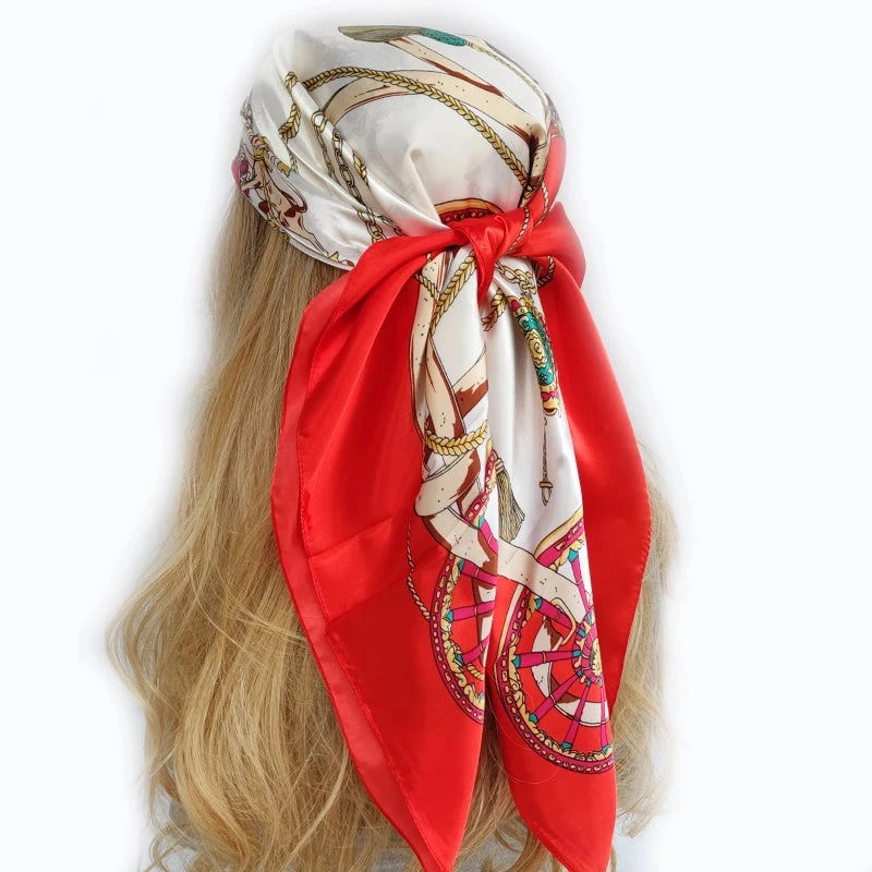 90*90cm Silk Scarf Headwraps For Women Fashion Accessory