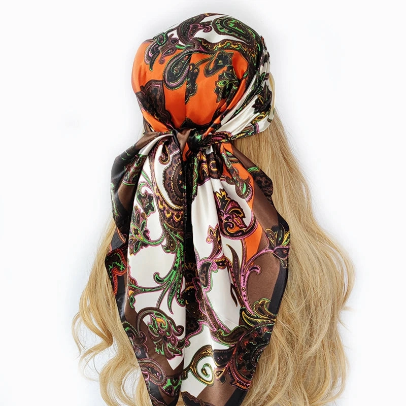 90*90cm Silk Scarf Headwraps For Women Fashion Accessory