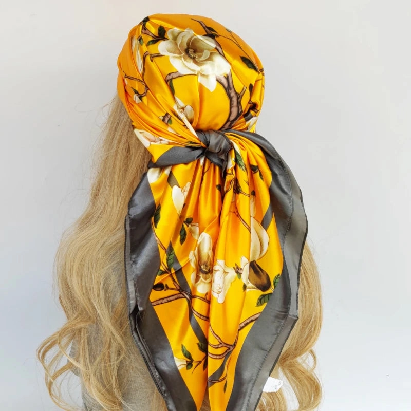 90*90cm Silk Scarf Headwraps For Women Fashion Accessory