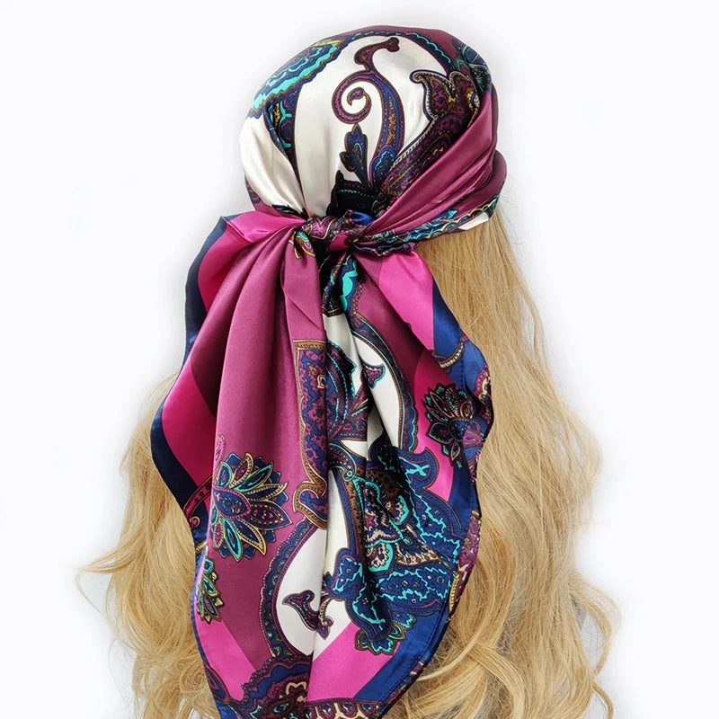 90*90cm Silk Scarf Headwraps For Women Fashion Accessory
