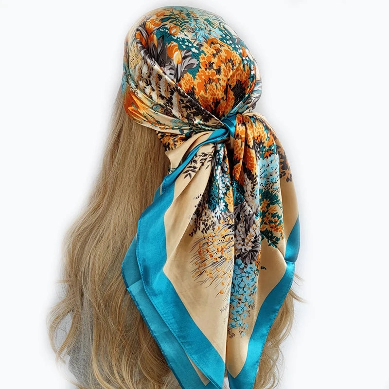 90*90cm Silk Scarf Headwraps For Women Fashion Accessory