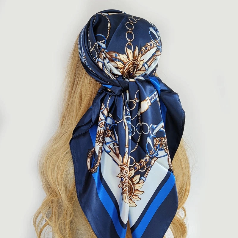 90*90cm Silk Scarf Headwraps For Women Fashion Accessory