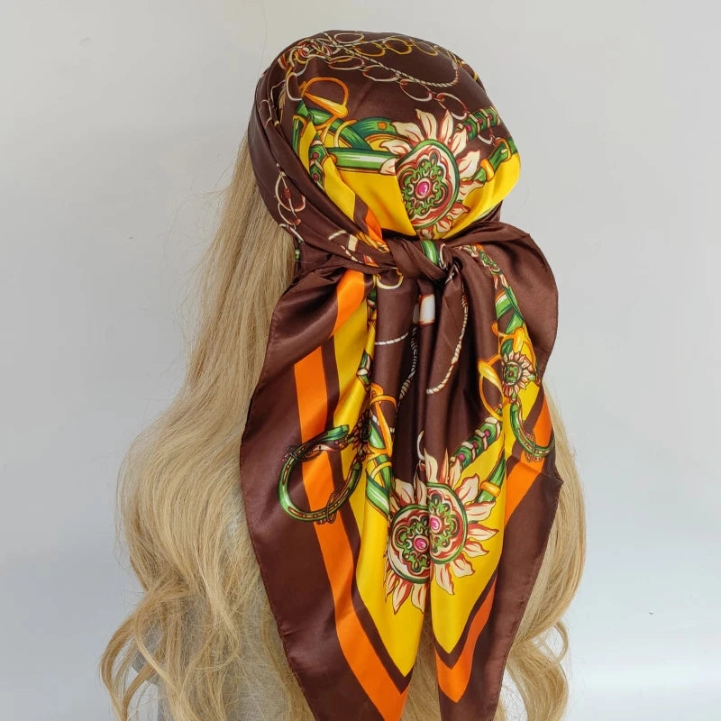 90*90cm Silk Scarf Headwraps For Women Fashion Accessory