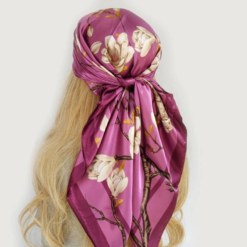90*90cm Silk Scarf Headwraps For Women Fashion Accessory