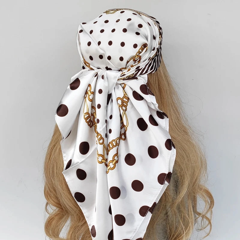 90*90cm Silk Scarf Headwraps For Women Fashion Accessory