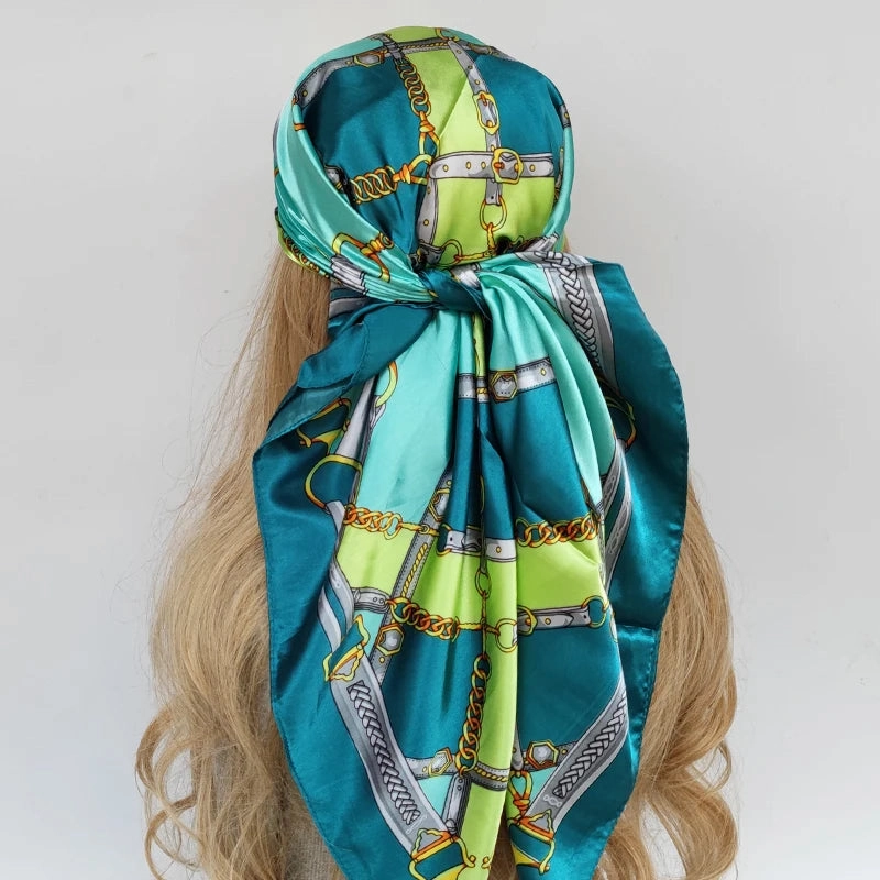 90*90cm Silk Scarf Headwraps For Women Fashion Accessory