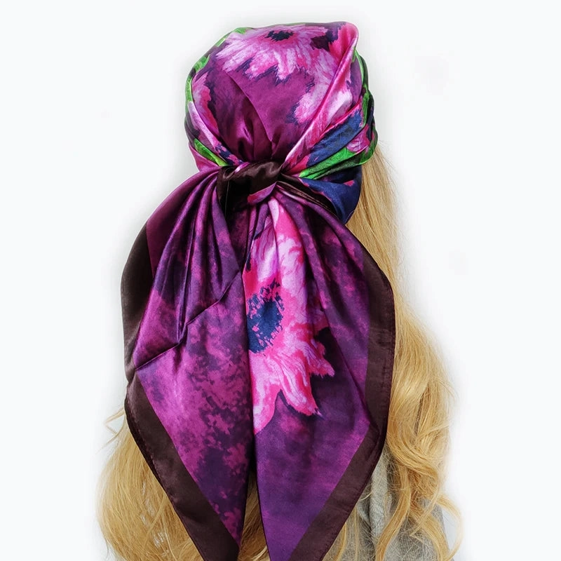 90*90cm Silk Scarf Headwraps For Women Fashion Accessory