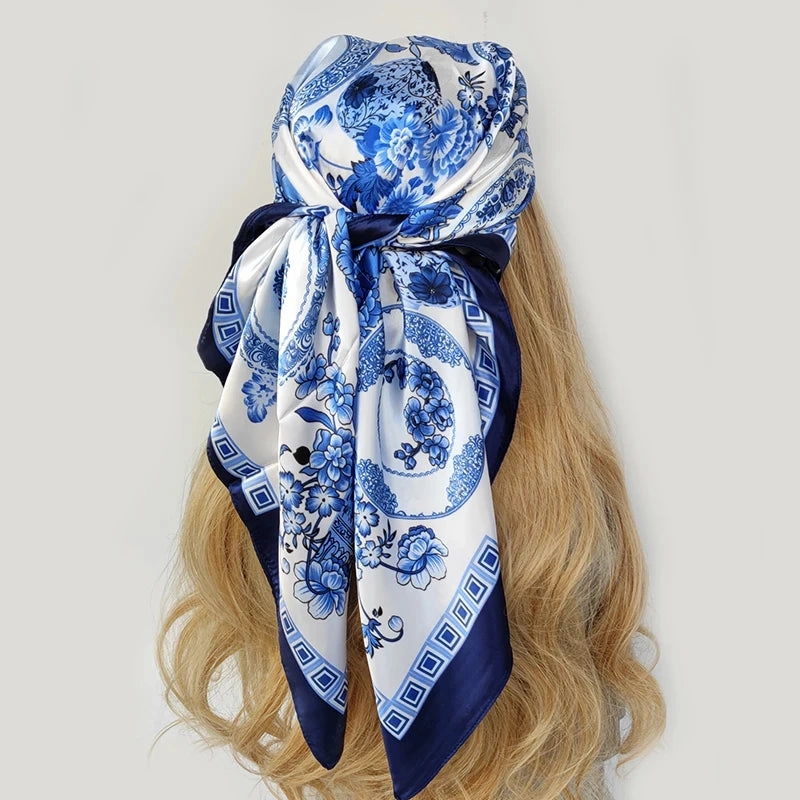 90*90cm Silk Scarf Headwraps For Women Fashion Accessory