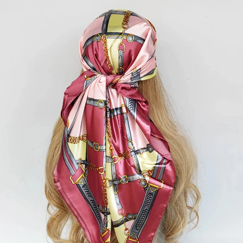 90*90cm Silk Scarf Headwraps For Women Fashion Accessory