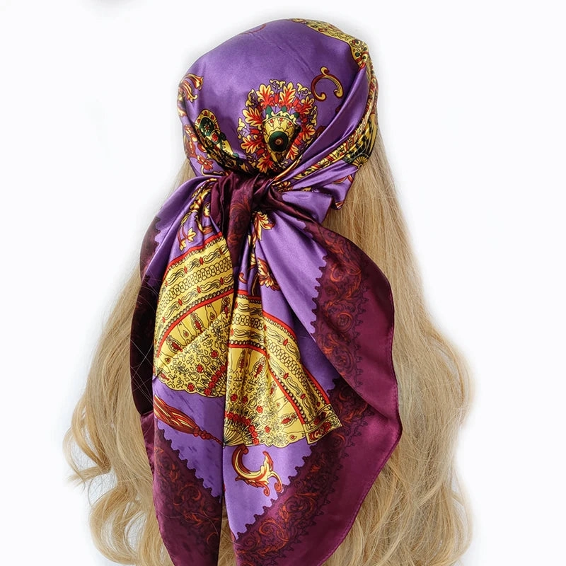 90*90cm Silk Scarf Headwraps For Women Fashion Accessory