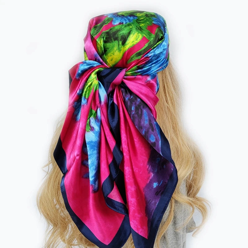 90*90cm Silk Scarf Headwraps For Women Fashion Accessory