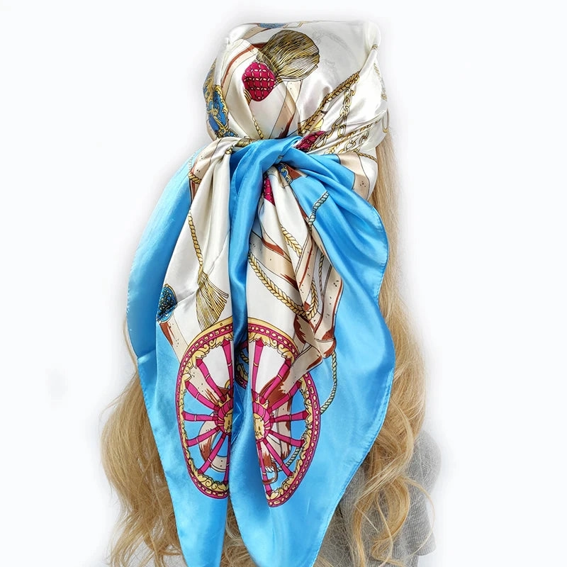 90*90cm Silk Scarf Headwraps For Women Fashion Accessory