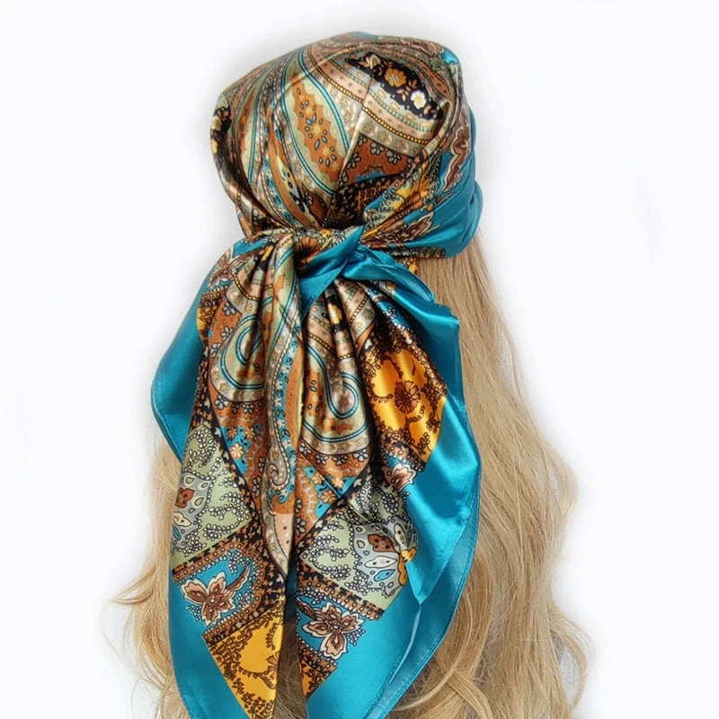 90*90cm Silk Scarf Headwraps For Women Fashion Accessory
