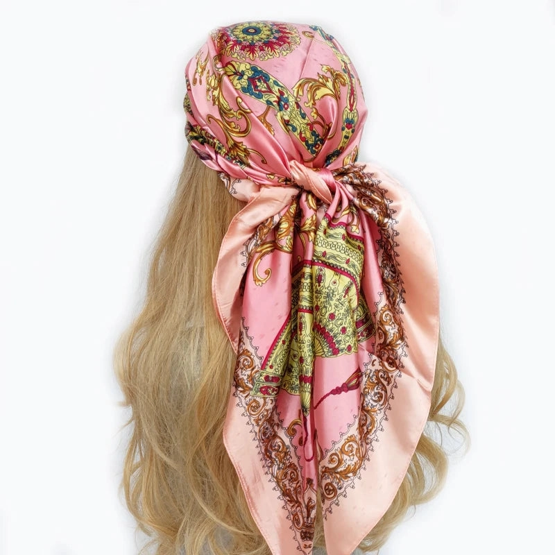 90*90cm Silk Scarf Headwraps For Women Fashion Accessory