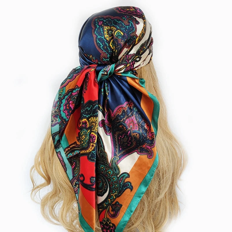 90*90cm Silk Scarf Headwraps For Women Fashion Accessory