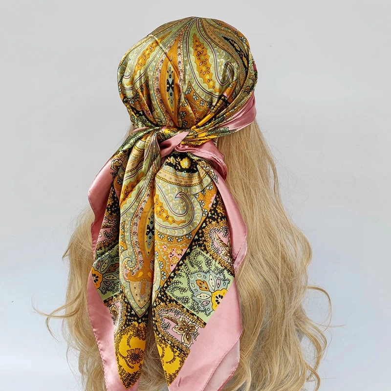 90*90cm Silk Scarf Headwraps For Women Fashion Accessory