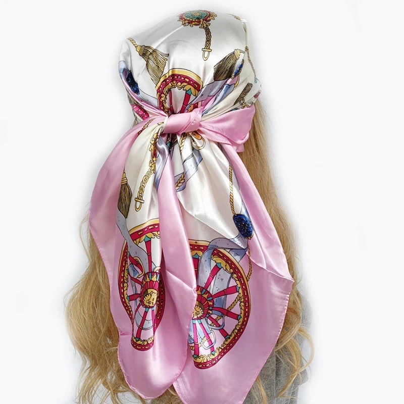 90*90cm Silk Scarf Headwraps For Women Fashion Accessory