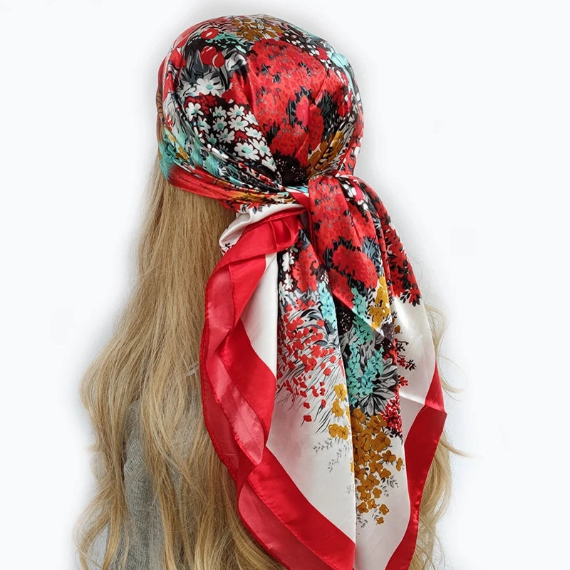 90*90cm Silk Scarf Headwraps For Women Fashion Accessory