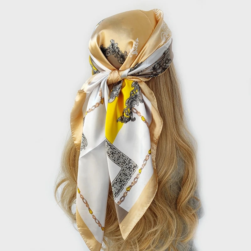 90*90cm Silk Scarf Headwraps For Women Fashion Accessory