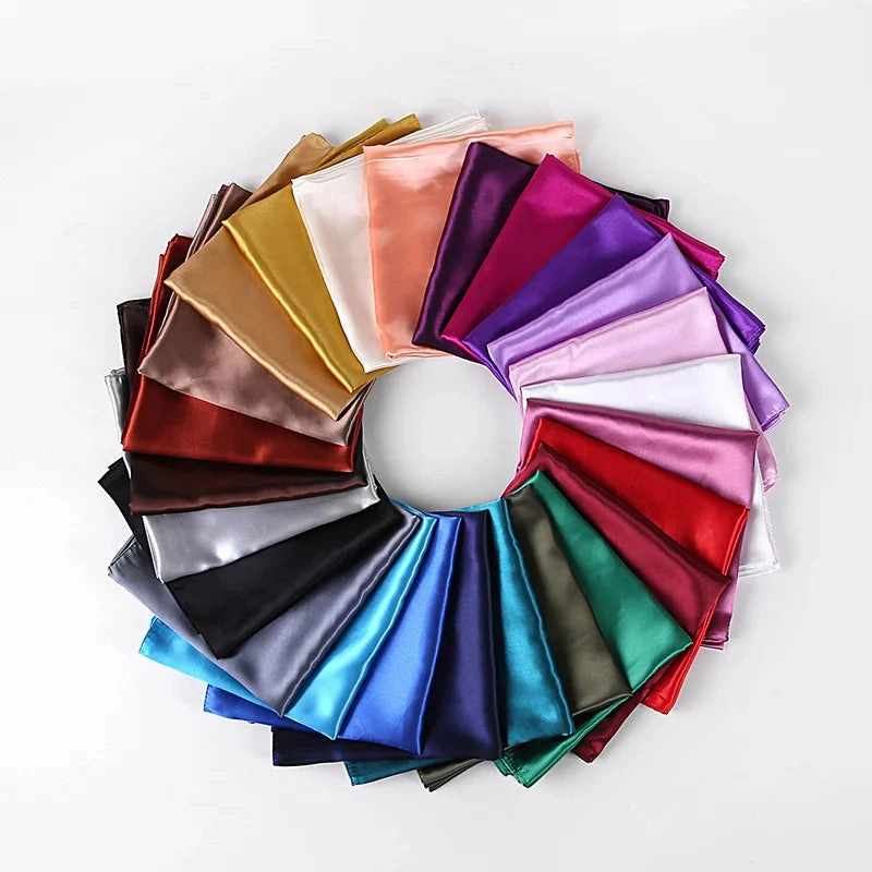 90cm Solid Colors Neckerchief Hijab Scarf For Women Stylish Silk Satin Headband Hair Scarves Female Square Shawls